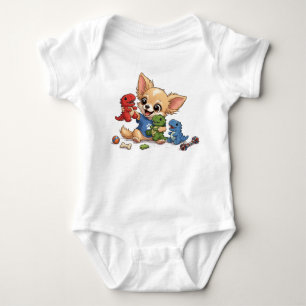 Body Bébé Chien Adorable et Amis Dino