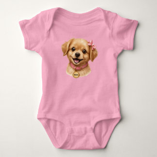 Body bébé 'Chiot Douce avec Nœud Rose'