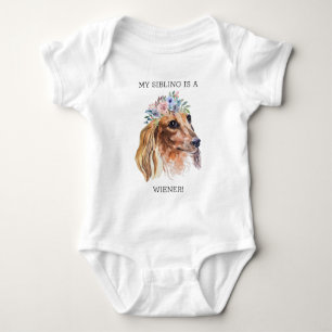 Body bébé citation drôle aquarelle teckel