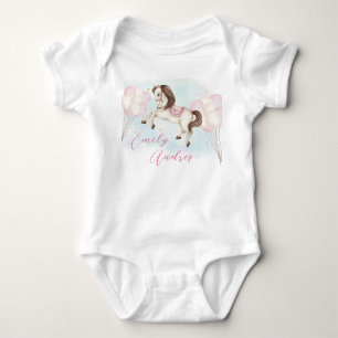 Body Bébé conte de fées Poney ballons roses Fille d'ann