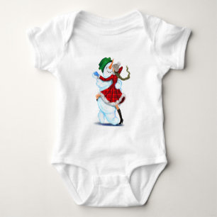 Body bébé de Noël Bonhomme de neige et fille dansa
