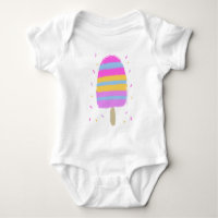 Body bébé dessiné à la main rose et glace colorée