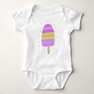 Body bébé dessiné à la main rose et glace colorée