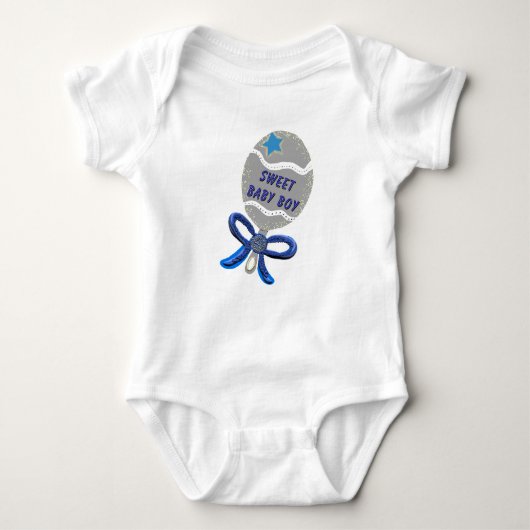 Body Bébé doux Garçon Argent Bleu Rattle (Devant)