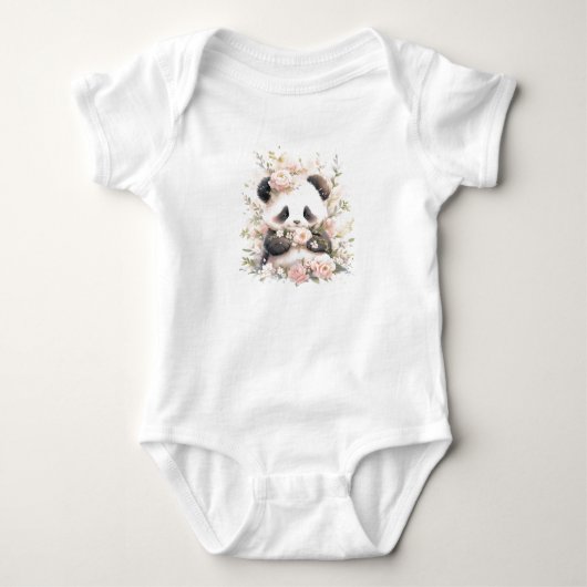 Body Bébé doux Panda Bear Cub avec fleurs (Devant)