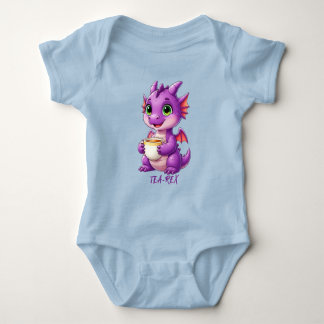 Body Bébé Dragon Mignon Tenant Une Tasse De Thé Kawaii
