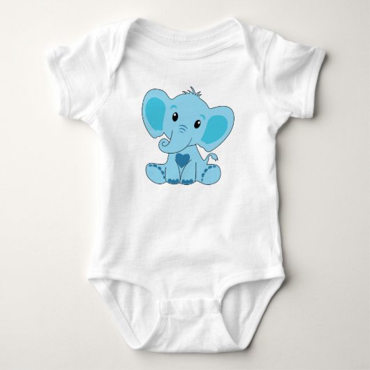 Body Bébé, Eléphant, Bleu, Costume bébé, DAM Creative, (Devant)