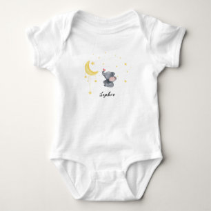 Body bébé éléphant mignon avec petit papillon
