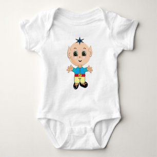 Body Bébé elfe heureux mignon en vêtements bleus et jau