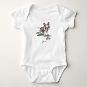 Body bébé en watercolor Boston Terrier