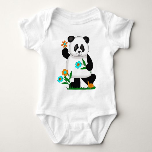 Body Bébé Enfants Panda Avec Fleurs 2 (Devant)