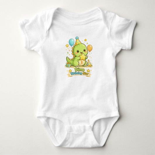 Body bébé étoile d'anniversaire Dino Mignon (Devant)