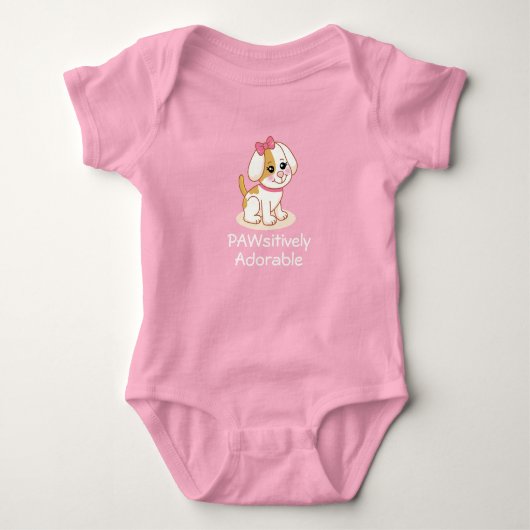 Body bébé fille chiot avec noeud rose (Devant)