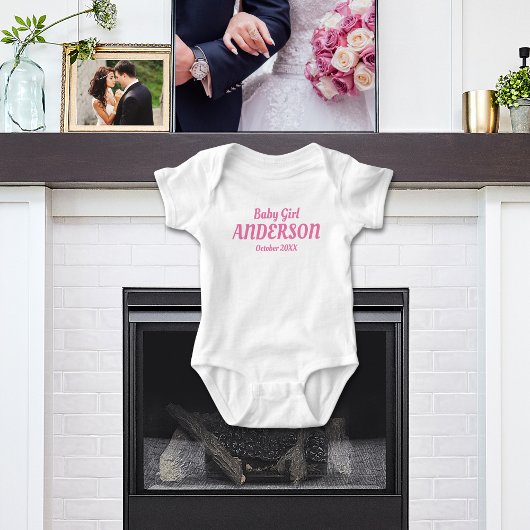 Body Bébé fille Faire-part de naissance - Nom, Mois, An