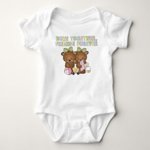 Body Bébé Fille jumeaux Amis Ours