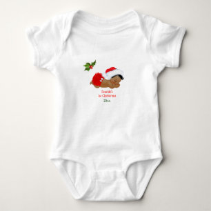 Body Bébé Fille Premier Noël Chapeau de Père Noël Rouge