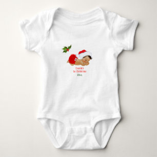 Body Bébé fille premier Noël chapeau rouge de Père Noël