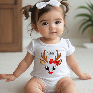 Body bébé fille visage de renne mignon