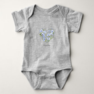 Body bébé floral cœur bleu