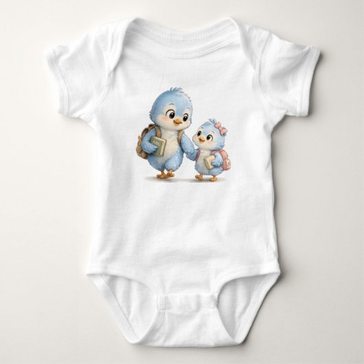 Body bébé frère et sœur Oiseau Bleu (Devant)