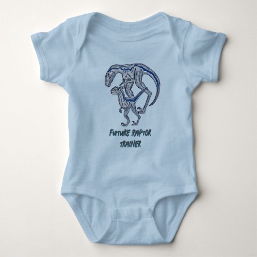 Body Bébé garçon fille dinosaure rapace bleu nourrisson (Devant)