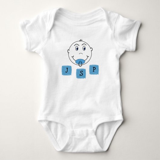 Body Bébé garçon mal visage avec Monogramme (Devant)