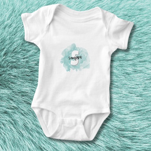 Body Bébé garçon monogrammé bleu sarcelle