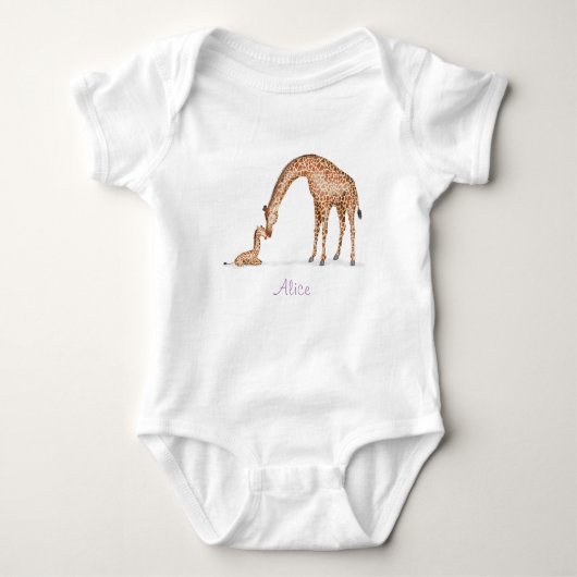 Body bébé girafe mère et bébé (blanc) (Devant)