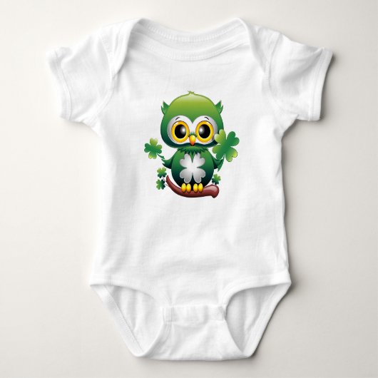 Body Bébé Hibou Mignon St Patrick Dessin Animé (Devant)