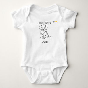 Body Bébé Labrador Nom Personnalisé Ligne Art Minimalis