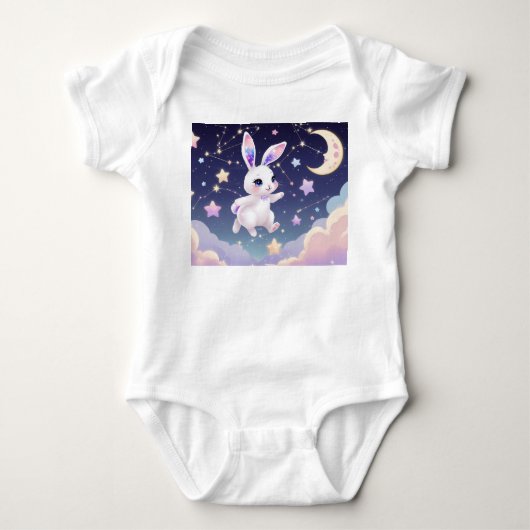 Body bébé Lapin de Lune – Lapin céleste pastel (Devant)