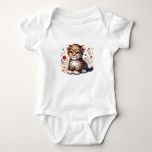 Body Bébé léopard mignon avec des fleurs