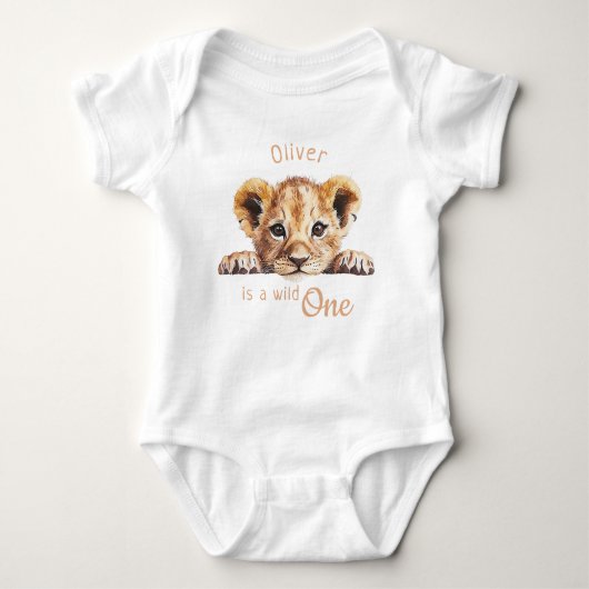 Body Bébé Lion Mignon 'Wild One' Personnalisé (Devant)