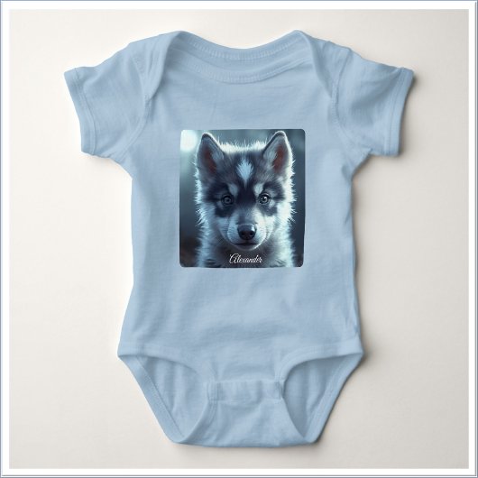Body Bébé loup adorable au clair de lune