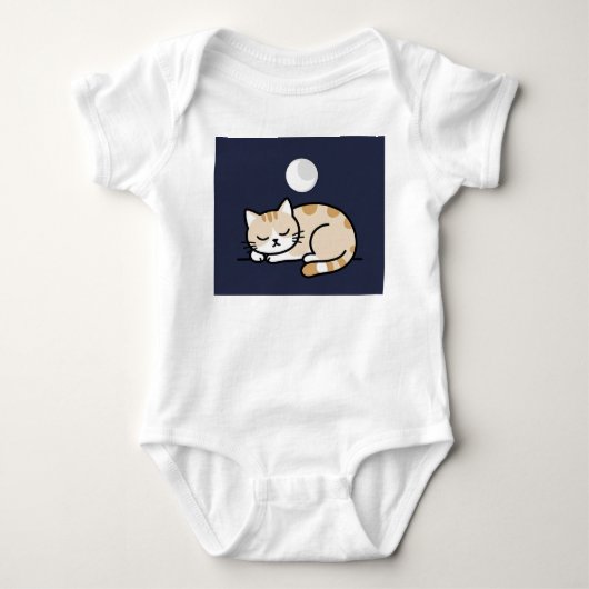 Body bébé Lune Chat Mignon Endormi (Devant)