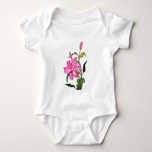Body bébé 'Lys peint rose' (Devant)