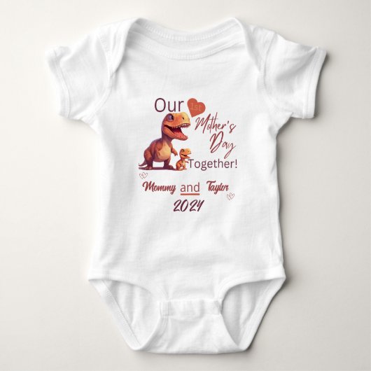 Body Bébé Matching T-Rex Notre première fête des mères  (Devant)