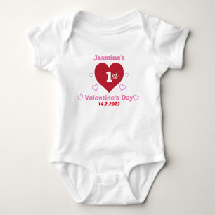 Body Bébé mignon 1ère Saint Valentin Blanc personnalisé