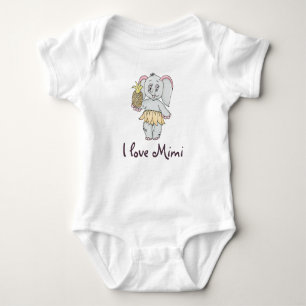 Body Bébé mignon Eléphant rose moderne J'aime Mimi