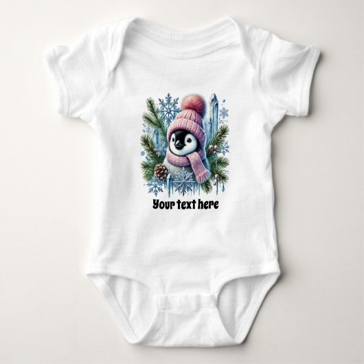Body Bébé mignon fille Pingouin d'hiver (Devant)