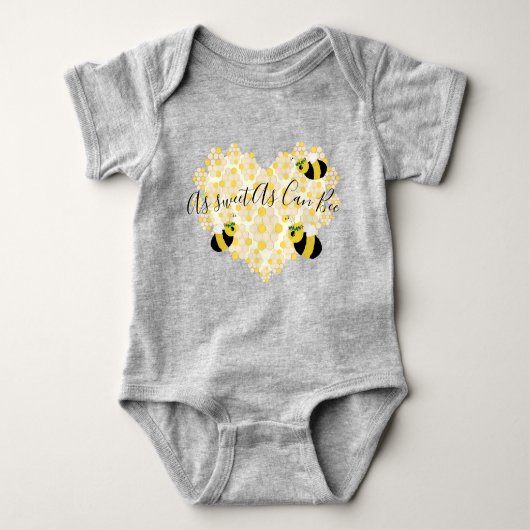 Body Bébé mignon Miel Bee Honeycomb Coeur avec nom Bébé (Devant)