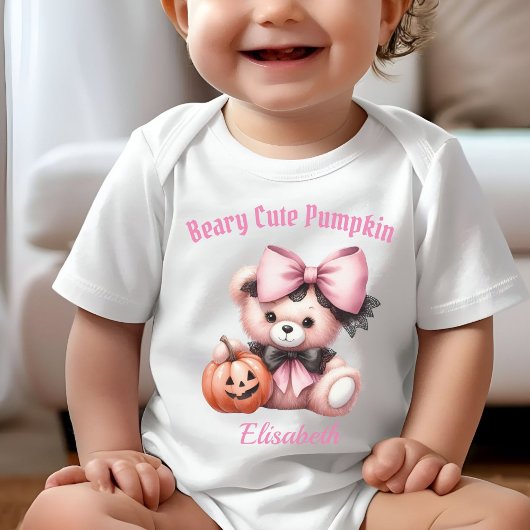 Body Bébé mignon ours avec Citrouille rose