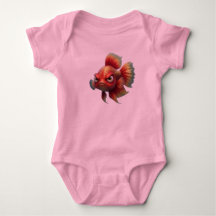 Body bébé mignon poisson rouge en colère drôle