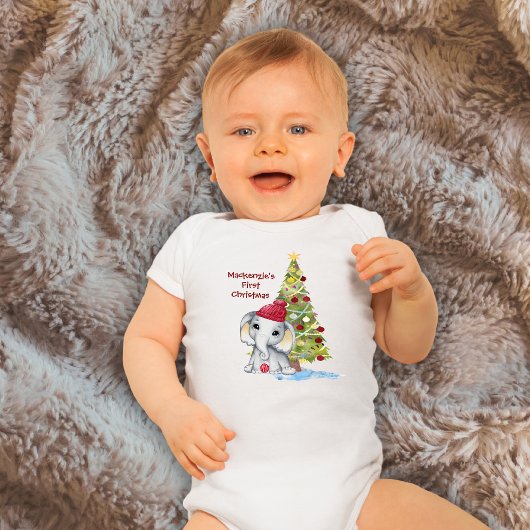Body Bébé mignon Premier éléphant de Noël Nom