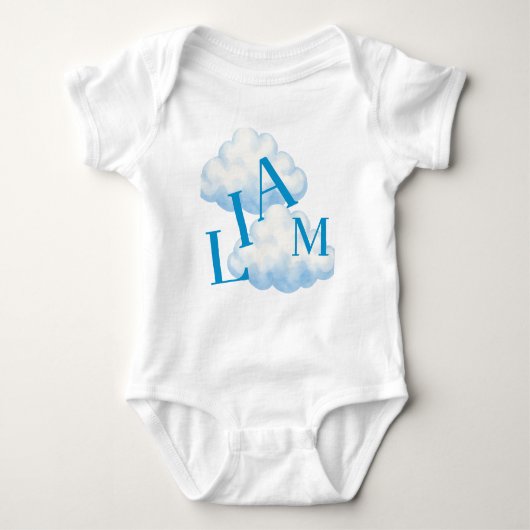 Body bébé monogrammé Nuage Bleu (Devant)