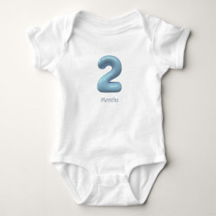 Body bébé numéro 3D bleu 2 - 2 mois