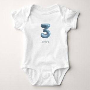 Body bébé numéro 3D bleu 3 - 3 mois