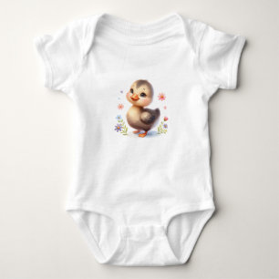 Body Bébé oie mignon avec des fleurs