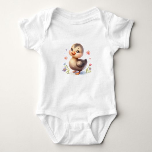 Body Bébé oie mignon avec des fleurs (Devant)