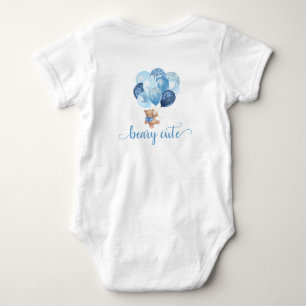 Body bébé Ours en peluche Ballons Bleus et Argenté